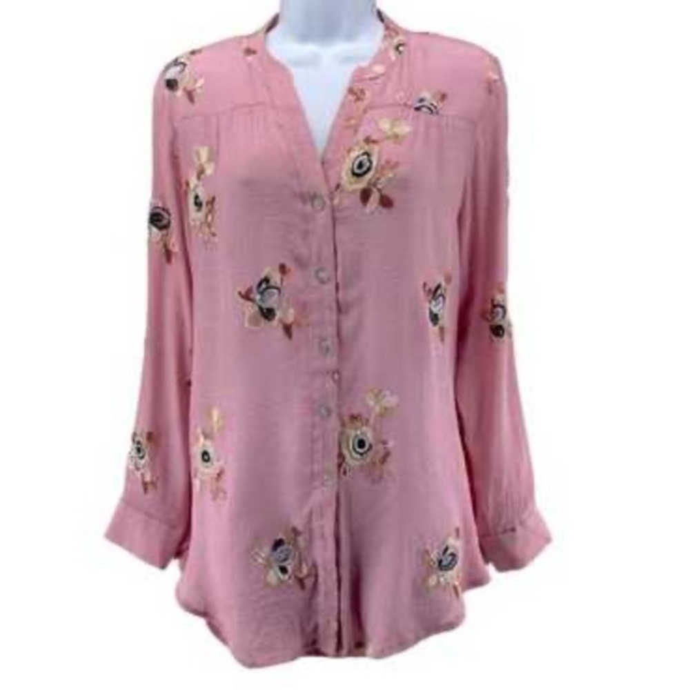 Anthropologie Blush Floral Blouse